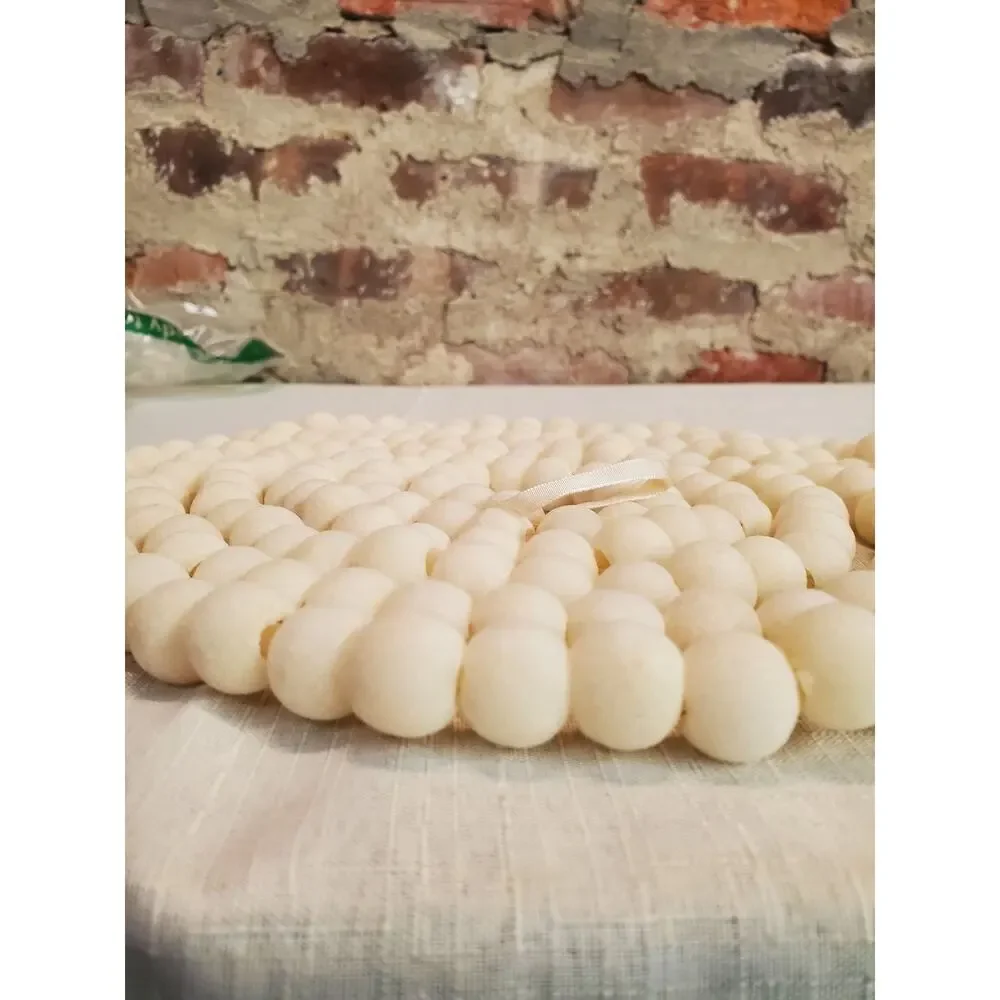 9ft Velvet Ball Garland White Pom Pom Nursery Christmas Tree Holiday Party Decor - Picture 2 of 2